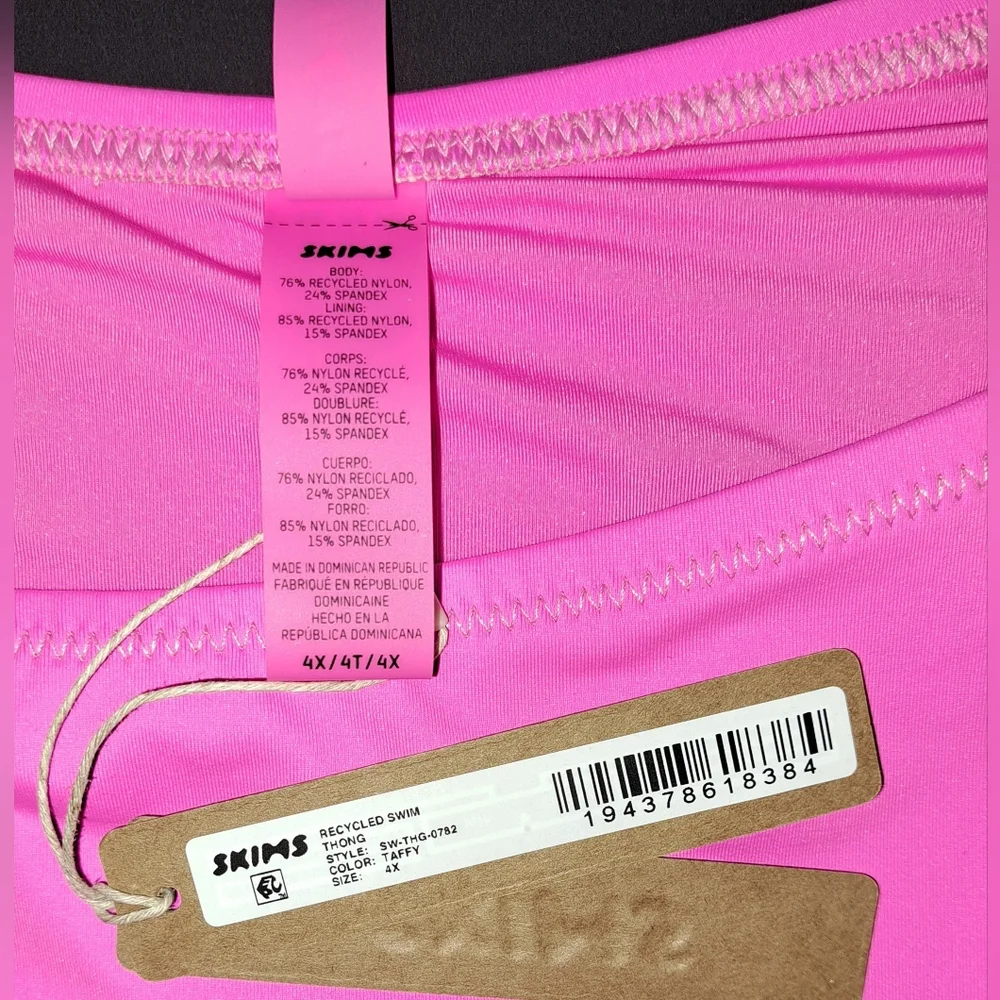 ⛱️NWT SKIMS 2 Piece Swim Micro scoop top thong Bikini Set Pink TAFFY 4X